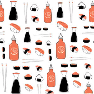 Sushi Foodie PlayStation 4 Gold Wireless Headset Skin