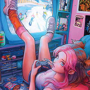 Pink Hair Anime Gamer Girl by Ivy Dolamore Wii (Includes 1 Controller) Skin