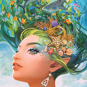Mermaid with Sea Stars in Her Hair by Ivy Dolamore Wii (Includes 1 Controller) Skin