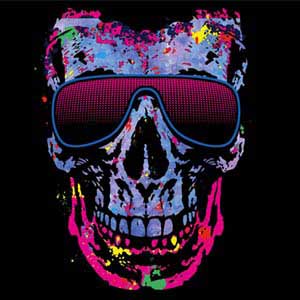 Liquid Blue Neon Skull with Glasses Universal Laptop 14in (11.4 x 8.2in) Skin