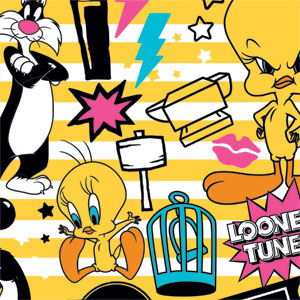 Looney Tunes Tweety and Sylvester Striped Patches PS5 Bundle Skin