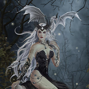 Gothic Queen with Silver Dragon by Nene Thomas Xbox One X Controller Skin