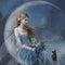 Fairy with Black Cat Sitting on Moon by Nene Thomas AWS DeepRacer Skin