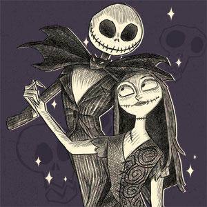 Disney The Nightmare Before Christmas Jack and Sally Art Wii (Includes 1 Controller) Skin