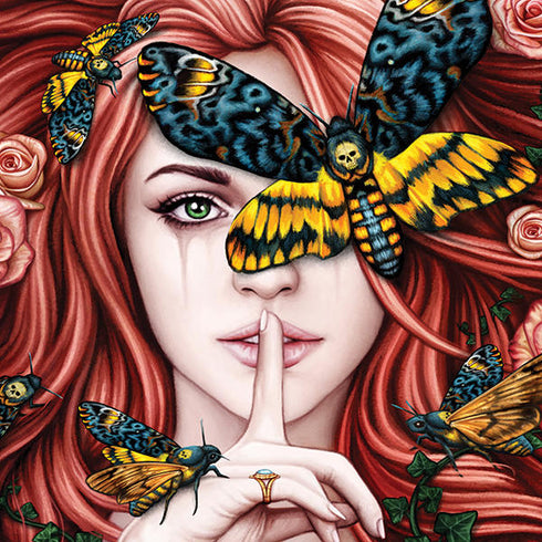 Gothic Woman and Death Moth Butterflies by Sarah Richter iPhone 13 Folio Case