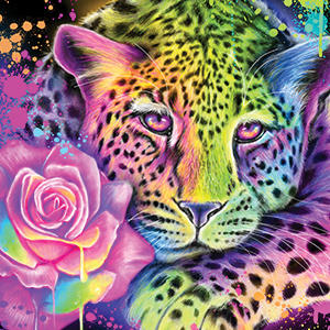 Neon Rainbow Cheetah with Rose by Sheena Pike Wii Remote Controller Skin
