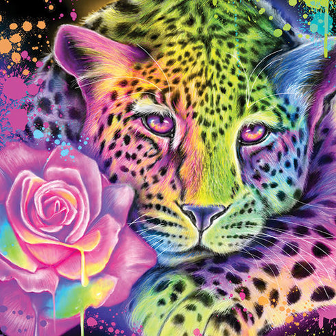 Neon Rainbow Cheetah with Rose by Sheena Pike iPhone 13 Pro Folio Case