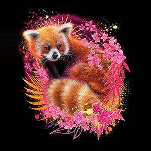 Red Panda with Flowers by Sheena Pike Wii (Includes 1 Controller) Skin