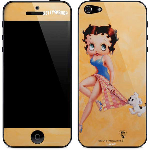 Betty Boop With Puppy Orange Background iPhone 5/5s/5SE Skin