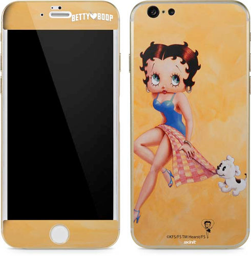 Betty Boop With Puppy Orange Background iPhone 6/6s Skin