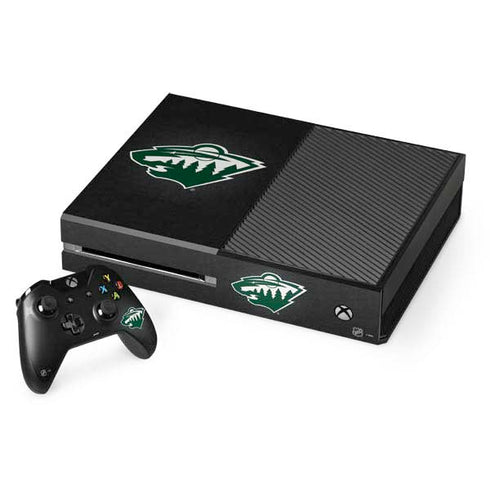 NHL Minnesota Wild Black Background Xbox One Console and Controller Bundle Skin