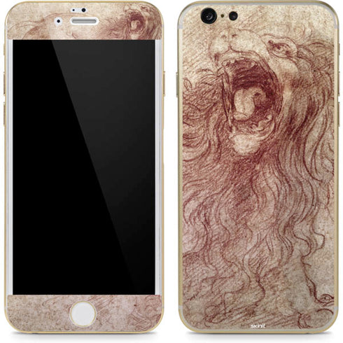 Leonardo da Vinci Sketch of a roaring lion iPhone 6/6s Skin