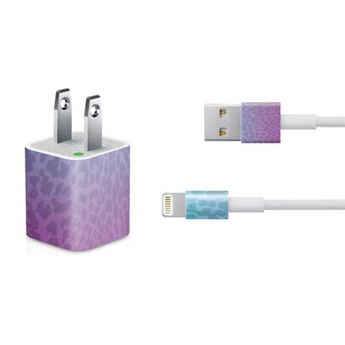 Cheetah Print Purple and Blue iPhone Charger (5W USB) Skin