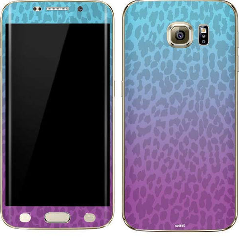 Cheetah Print Purple and Blue Galaxy S7 Edge Skin