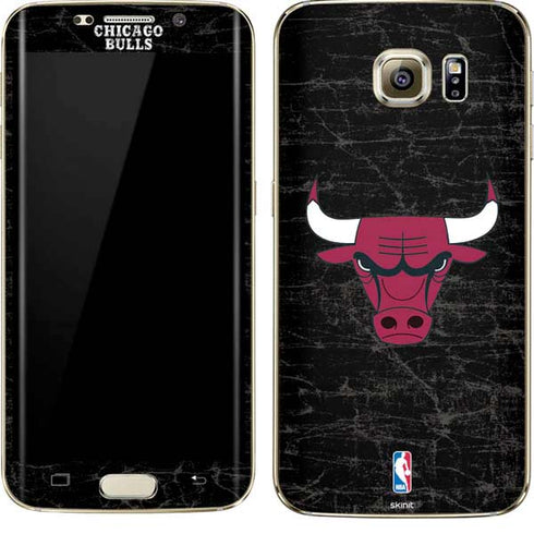 NBA Chicago Bulls Black Distressed Galaxy S7 Edge Skin