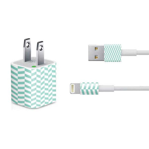Blue White Chevron iPhone Charger (5W USB) Skin