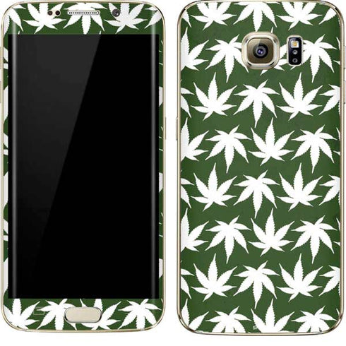 Marijuana Leaf White Pattern Galaxy S7 Edge Skin