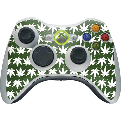 Marijuana Leaf White Pattern Xbox 360 Wireless Controller Skin
