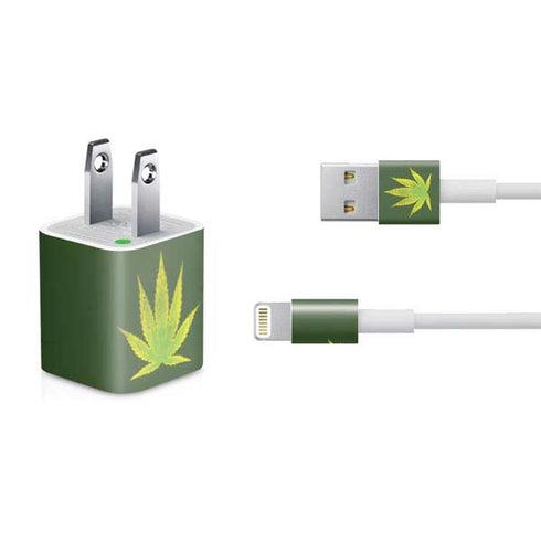 Marijuana Leaf Light Green iPhone Charger (5W USB) Skin