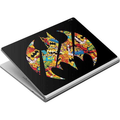 DC Comics Batman Silhouette Logo Vintage Pattern Surface Book Skin