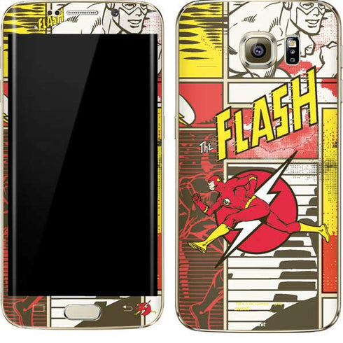 DC Comics The Flash Vintage Action Pose Pattern Galaxy S7 Edge Skin