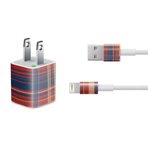 Red and Blue Plaid iPhone Charger (5W USB) Skin