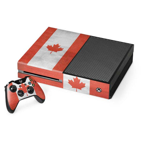 Canada Flag Distressed Xbox One Console and Controller Bundle Skin