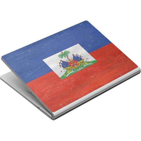Haiti Flag Distressed Surface Book Skin