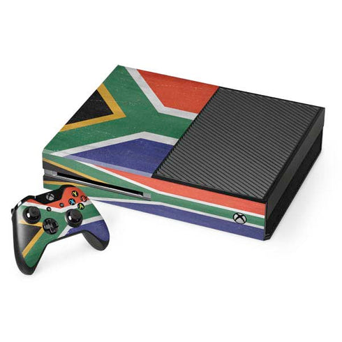 South Africa Flag Distressed Xbox One Console and Controller Bundle Skin