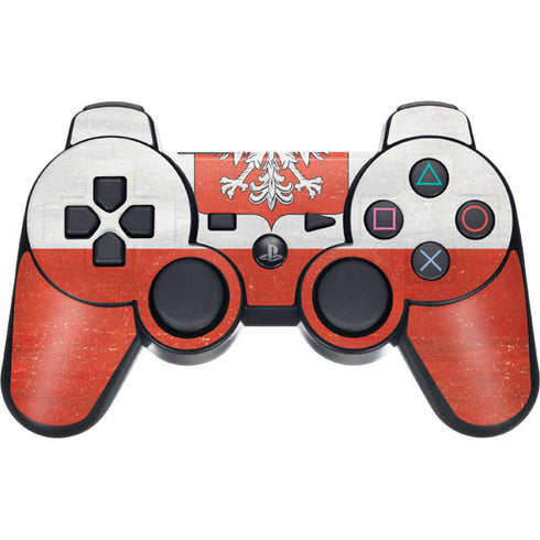 Poland Flag Distressed PS3 Dual Shock wireless controller Skin