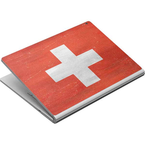 Switzerland Flag Distressed Surface Book Skin