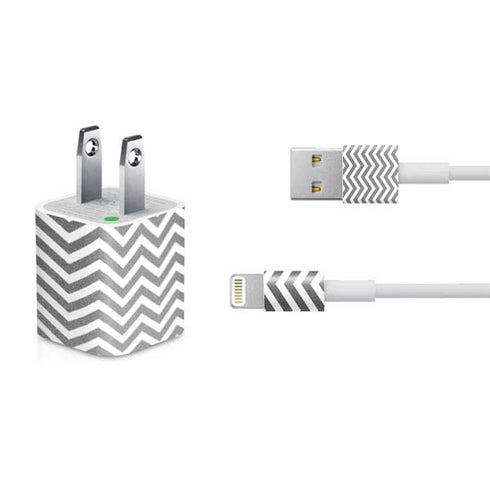 Silver Chevron iPhone Charger (5W USB) Skin