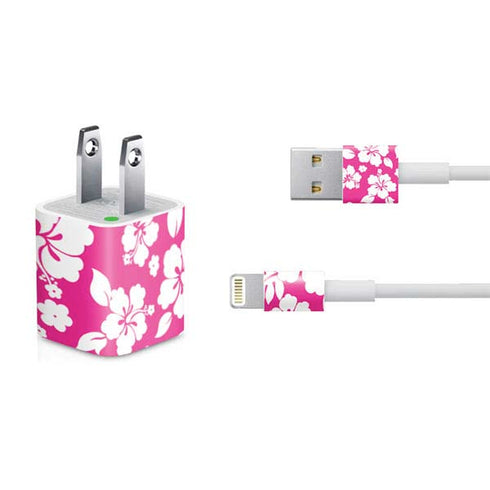 Pink and White iPhone Charger (5W USB) Skin