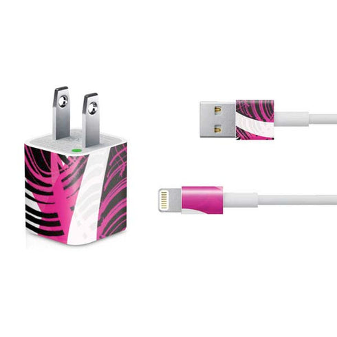 Pink and White Hipster iPhone Charger (5W USB) Skin