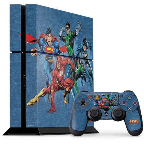 Justice League Action Pose Charcaters PS4 Console and Controller Bundle Skin
