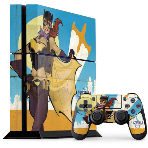 DC Comics Bombshells Batgirl- Fly Gotham City Airlines PS4 Console and Controller Bundle Skin