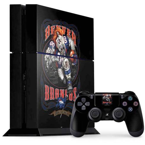 Liquid Blue NFL Denver Broncos Running Back PS4 Console and Controller Bundle Skin