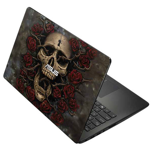 Liquid Blue Skull Entwined with Roses Asus X502CA 15.6 Skin