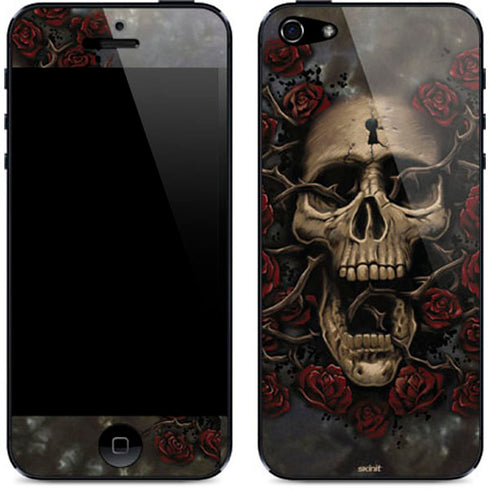 Liquid Blue Skull Entwined with Roses iPhone 5/5s/5SE Skin