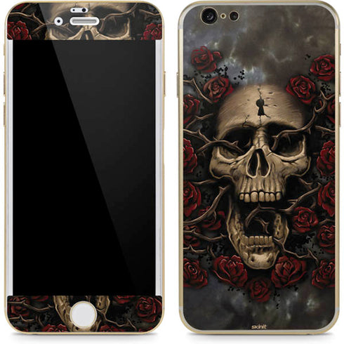 Liquid Blue Skull Entwined with Roses iPhone 6/6s Skin