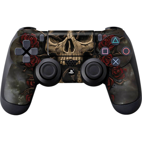 Liquid Blue Skull Entwined with Roses PS4 Controller Skin