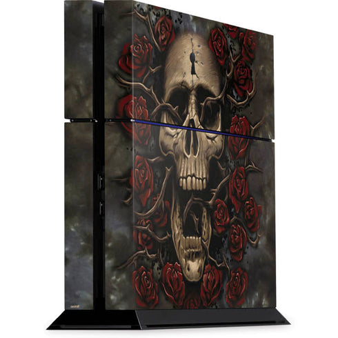 Liquid Blue Skull Entwined with Roses PS4 Console Skin