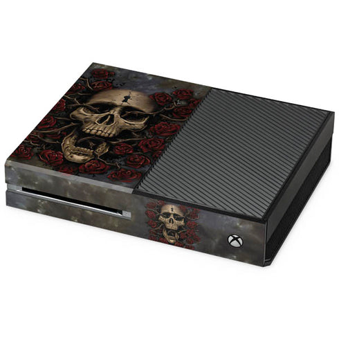 Liquid Blue Skull Entwined with Roses Xbox One Console Skin