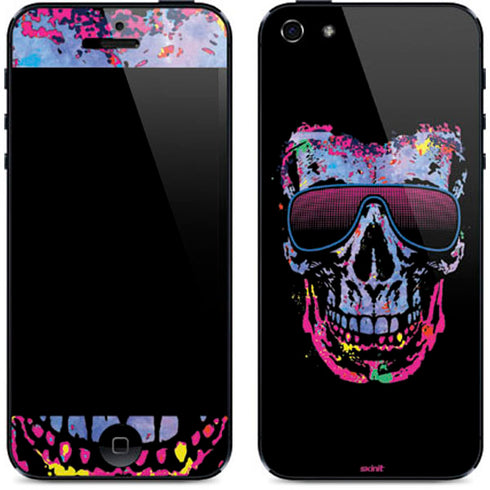 Liquid Blue Neon Skull with Glasses iPhone 5/5s/5SE Skin