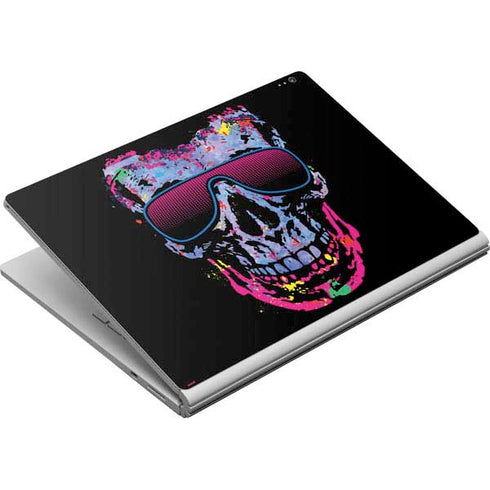 Liquid Blue Neon Skull with Glasses Surface Book Skin