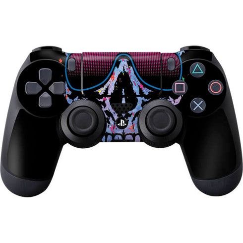 Liquid Blue Neon Skull with Glasses PS4 Controller Skin
