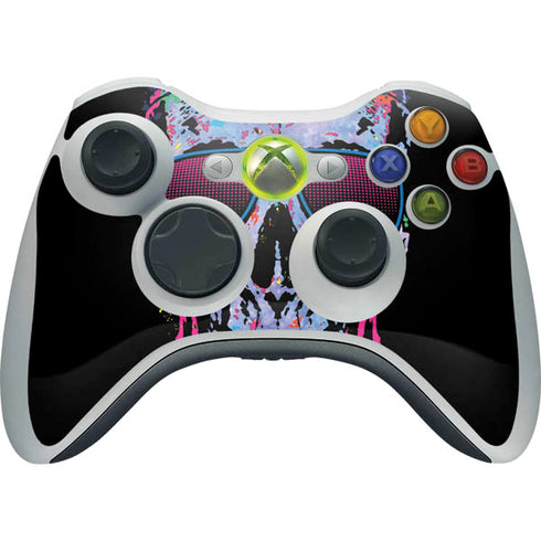 Liquid Blue Neon Skull with Glasses Xbox 360 Wireless Controller Skin