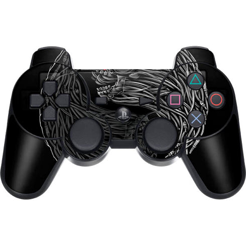 Liquid Blue Yin Yang Music Skulls PS3 Dual Shock wireless controller Skin