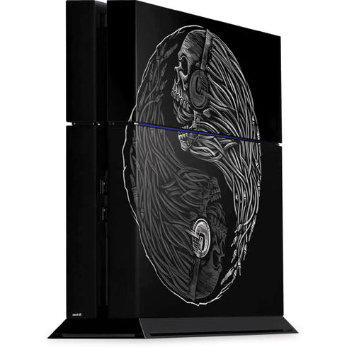 Liquid Blue Yin Yang Music Skulls PS4 Console Skin