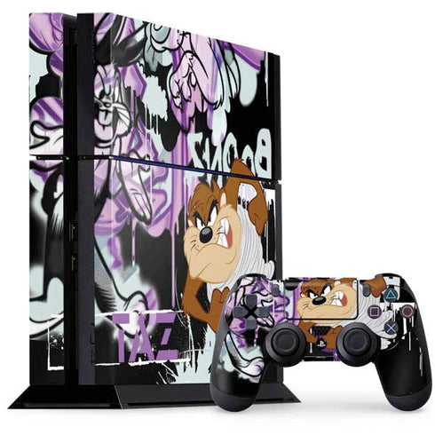 Looney Tunes Splatter Paint Tasmanian Devil PS4 Console and Controller Bundle Skin
